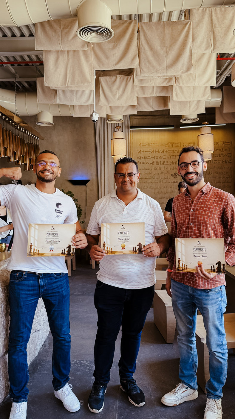 Players with their certificates after the rapid tournament